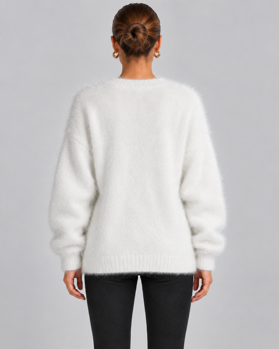 Miękki sweter rozpinany damski zimowy w stylu casual pokazujący teksturę