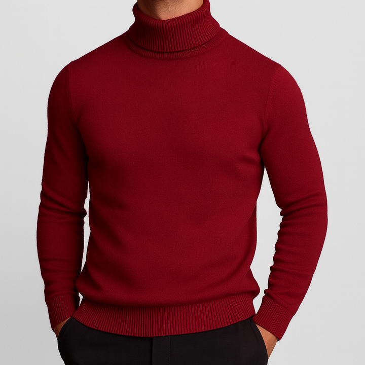 Stylowy sweter z golfem dla mężczyzn z widocznym ściągaczem przy szyi