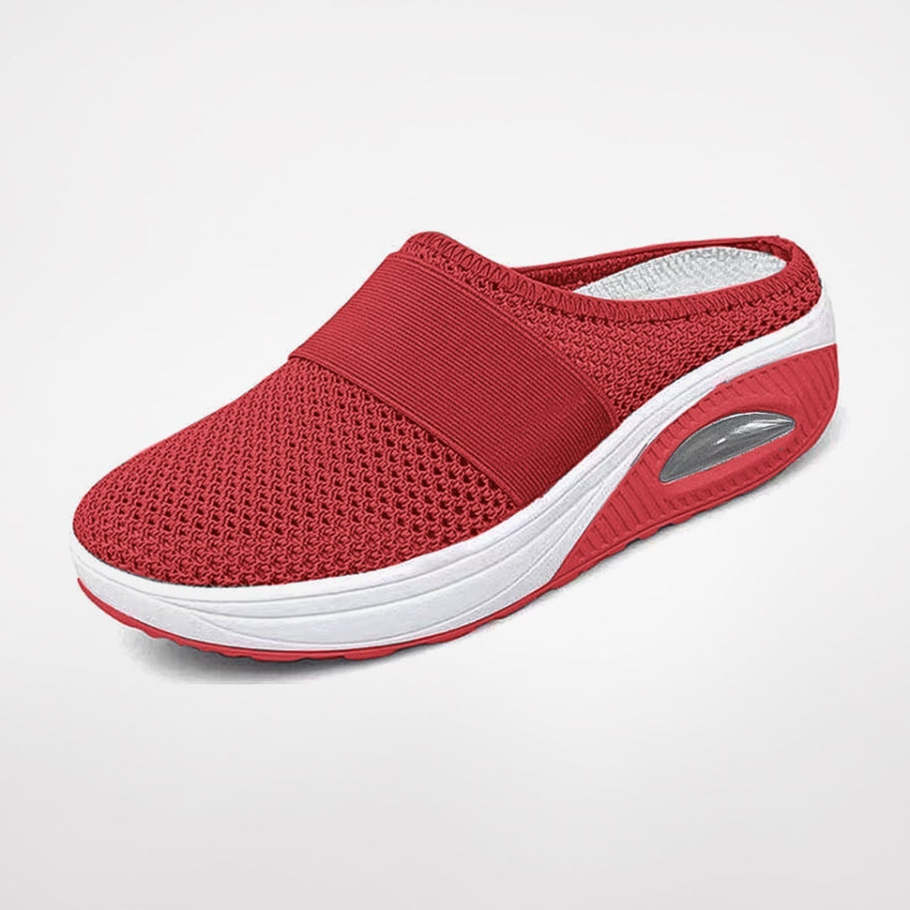 Czerwone damskie buty wsuwane z ergonomiczną podeszwą