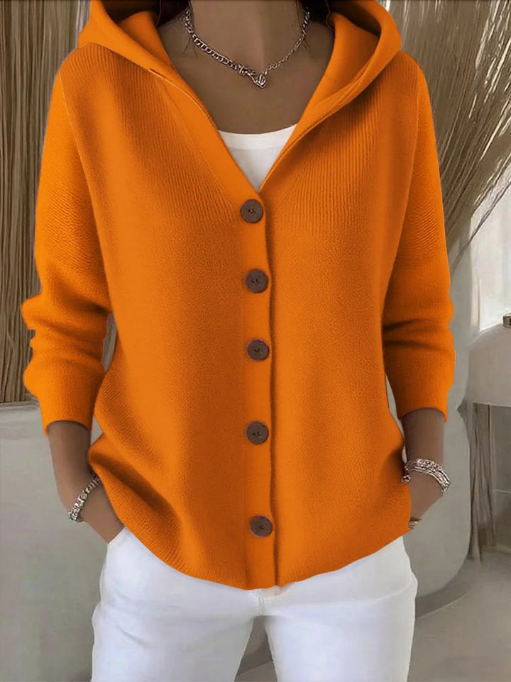 Stylowy sweter rozpinany damski, gruby kardigan z głębokim kapturem