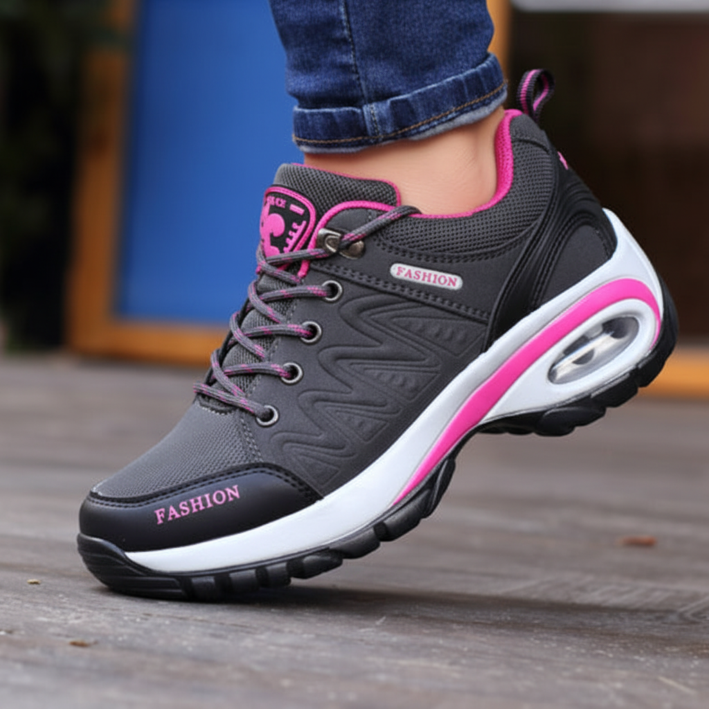 Zbliżenie na nowoczesny design i podeszwę damskich butów trekkingowych Heather