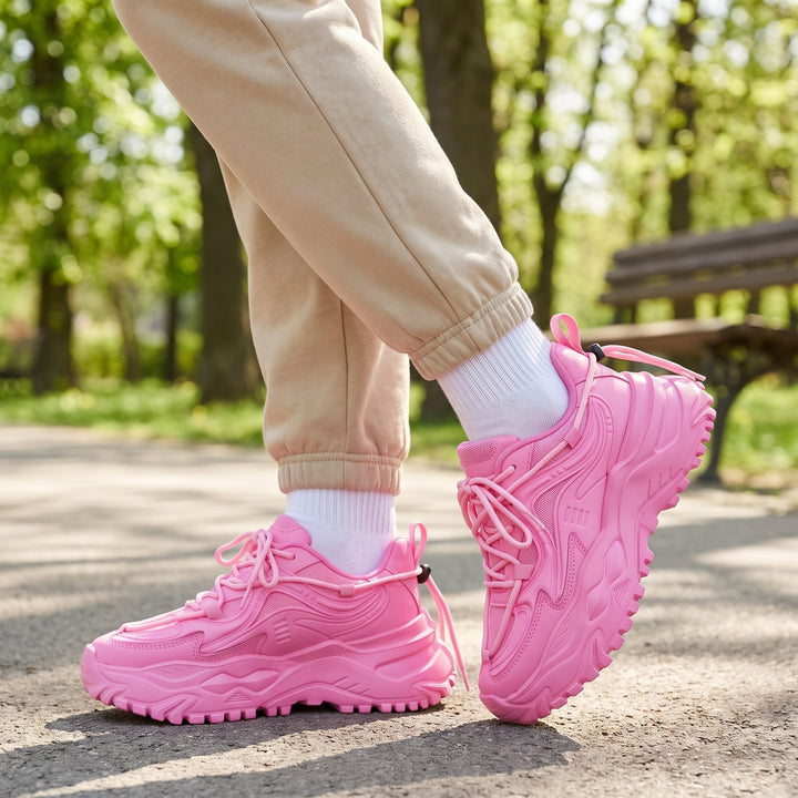 Modne obuwie damskie, codzienne sneakersy z grubą podeszwą wsuwane