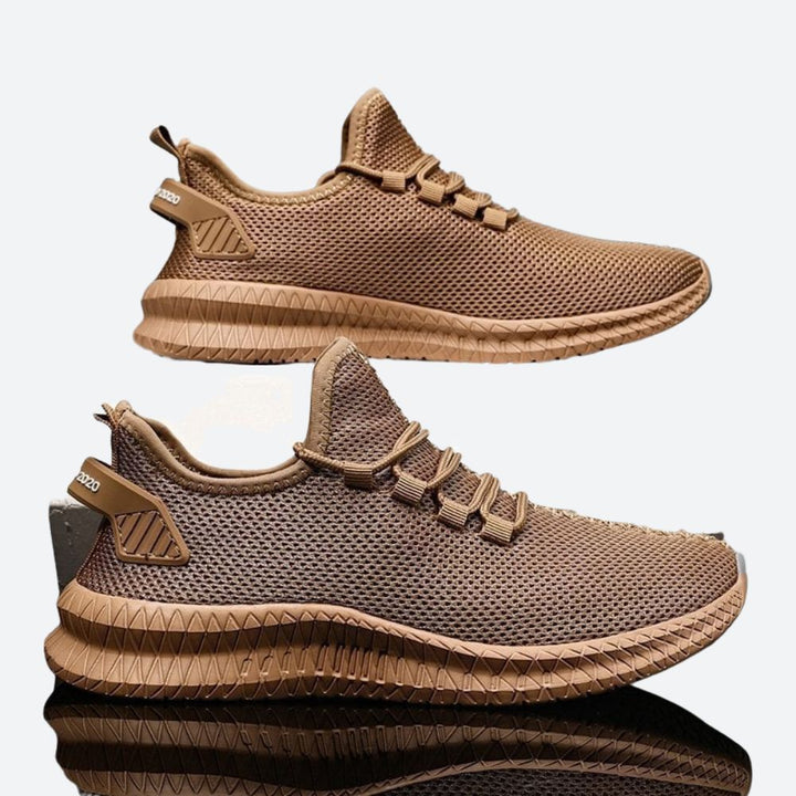 Brązowe męskie sneakersy sportowe z oddychającej dzianiny