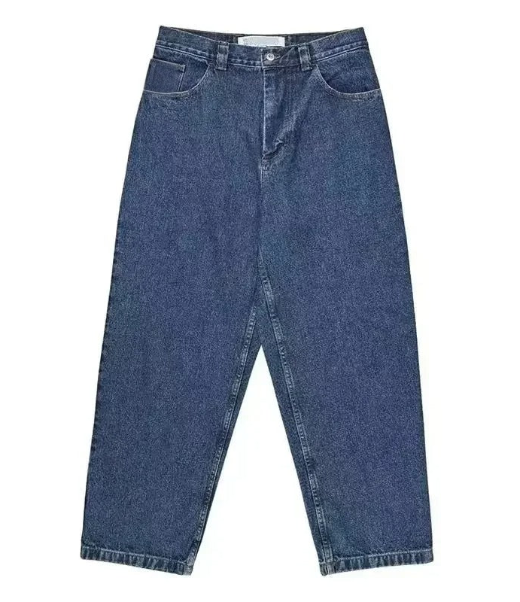 Męskie ciemnoniebieskie spodnie oversize w stylu skater