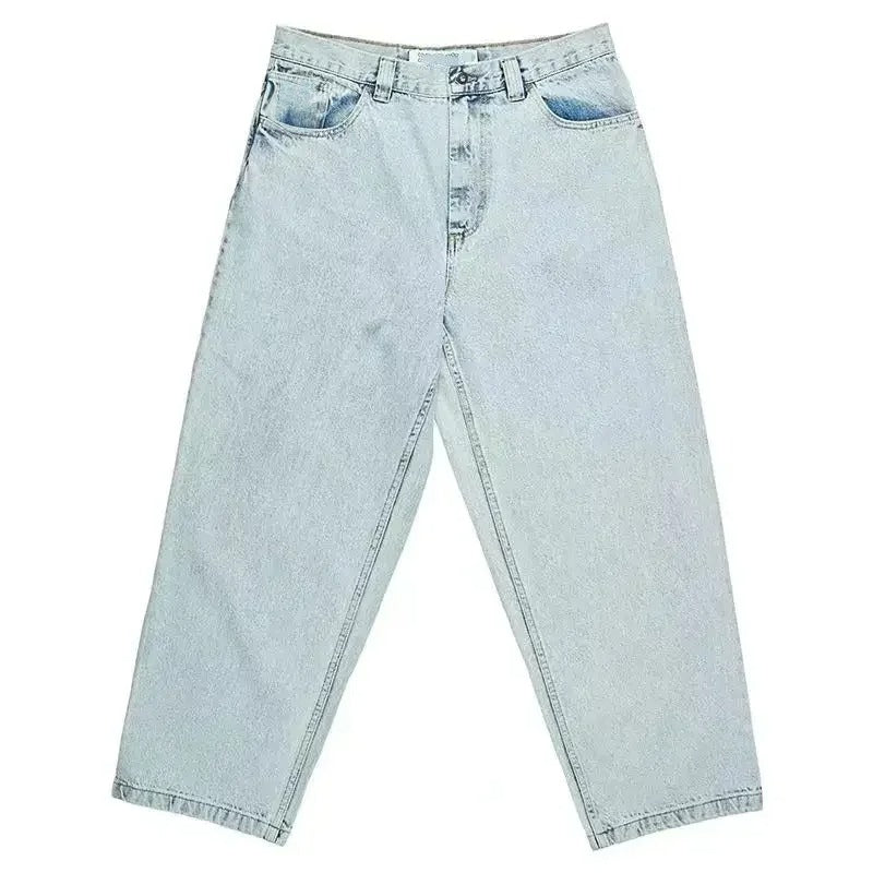 Męskie jasnoniebieskie spodnie oversize w stylu skater