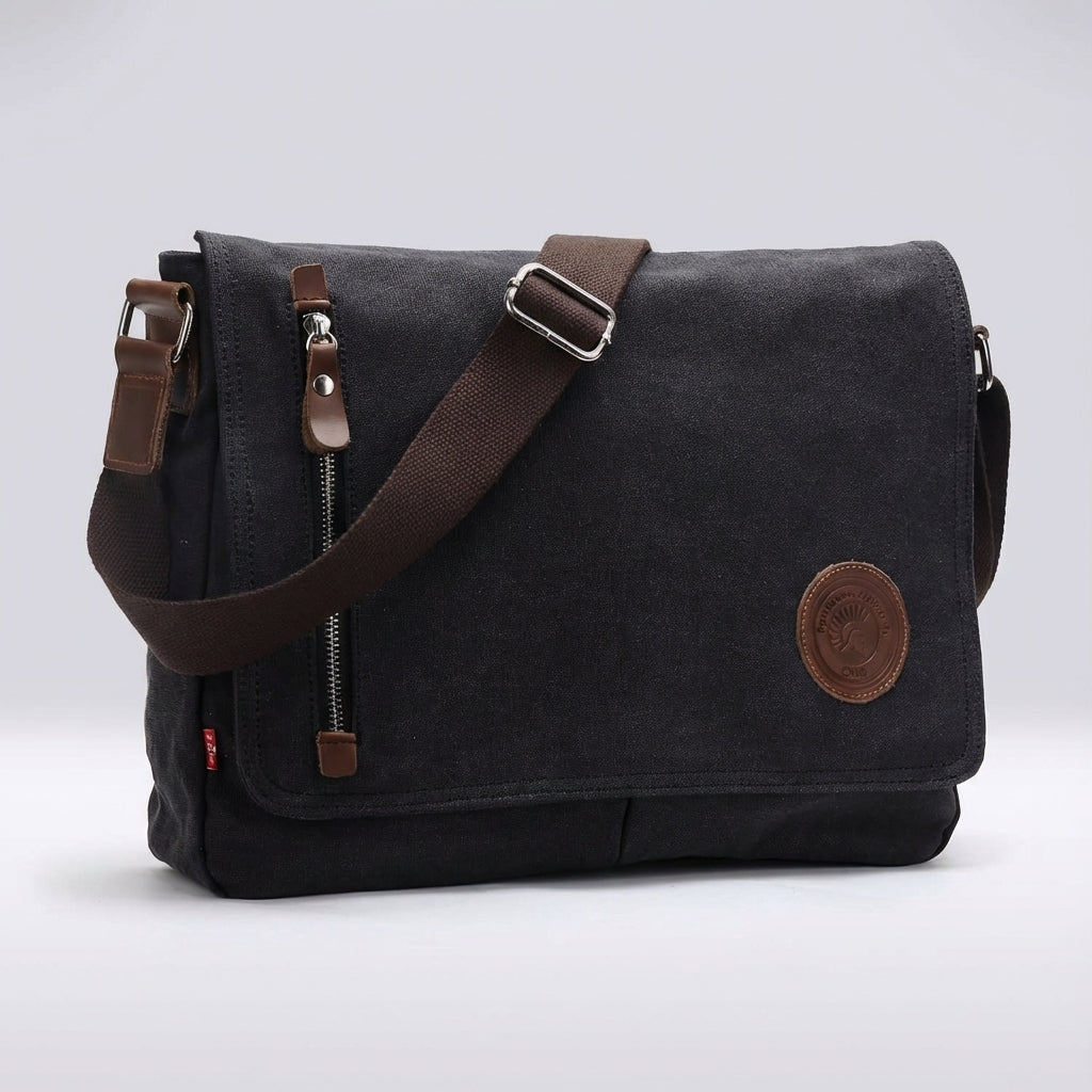 Czarna wodoodporna torba na ramię na laptopa i tablet, styl unisex