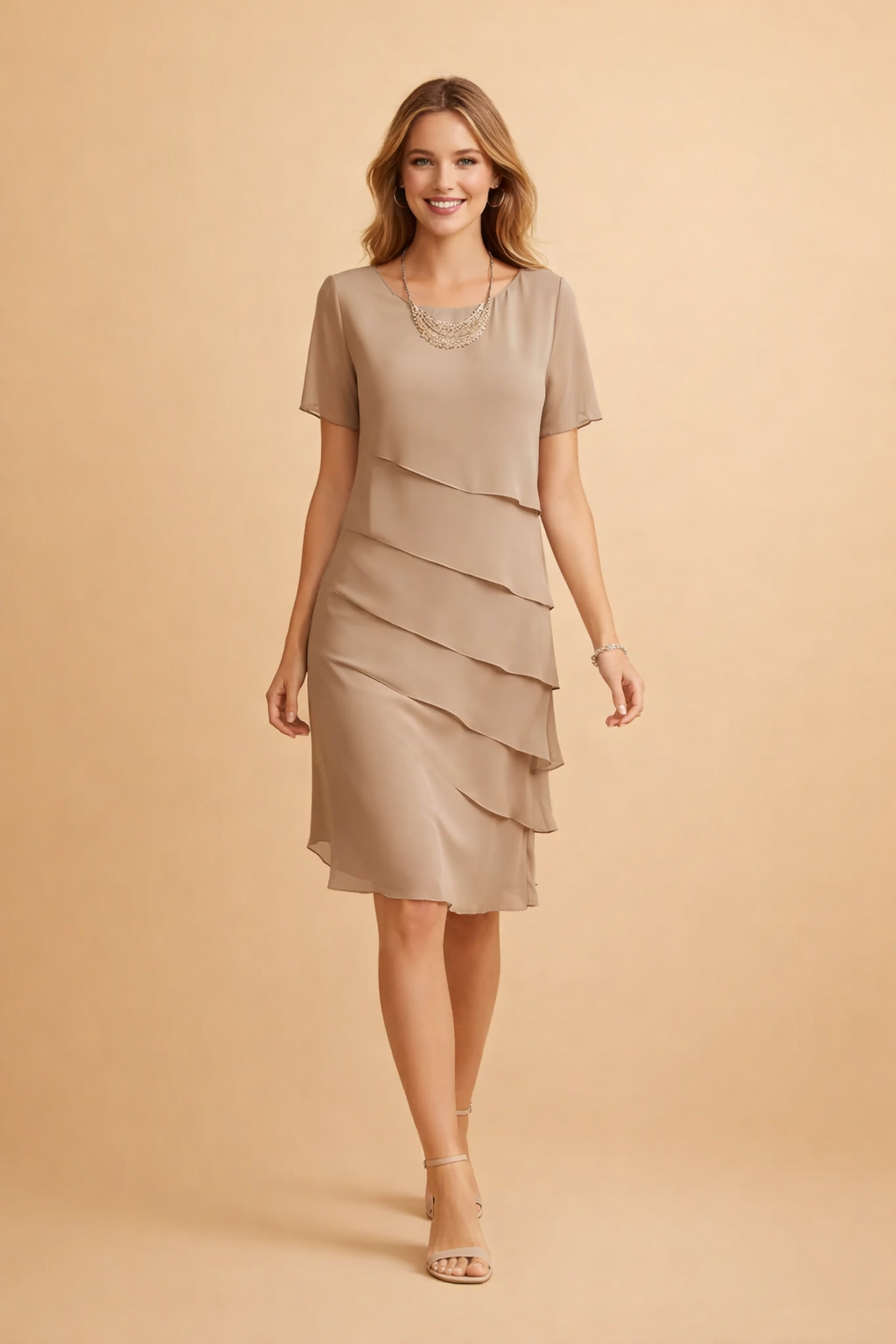 Elegancka sukienka midi Chelsea w ujęciu z boku, modna odzież damska wizytowa