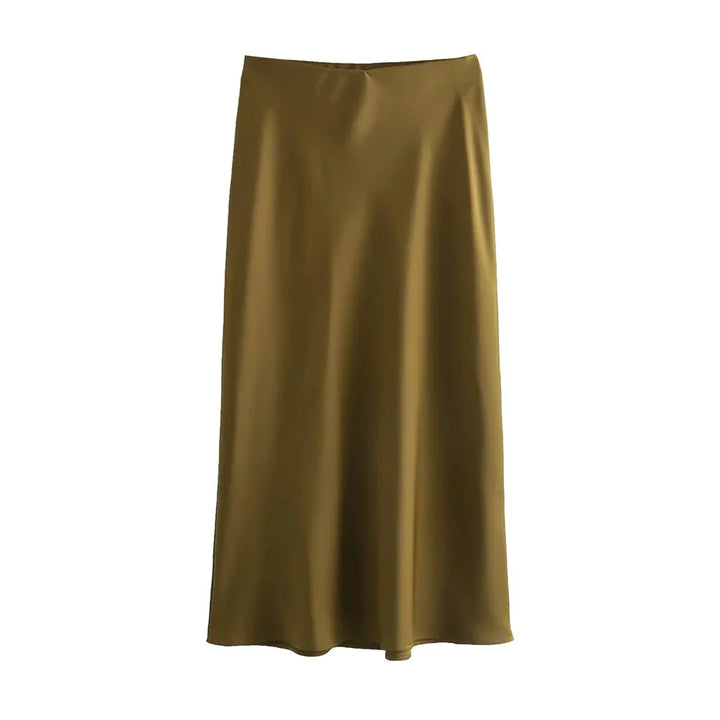 Zielona damska spódnica midi o eleganckim kroju