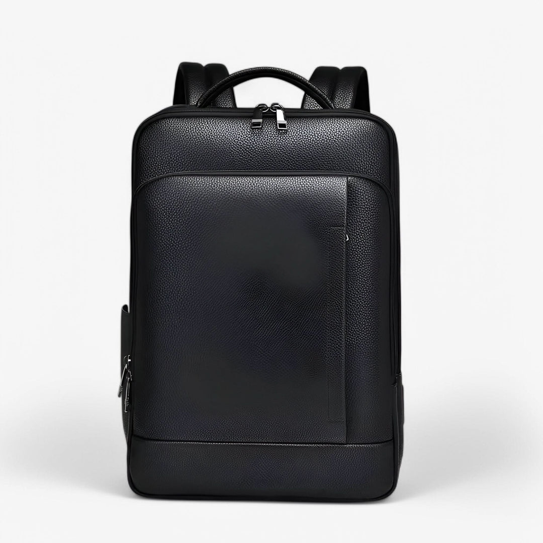Wnętrze eleganckiego czarnego plecaka, komora na laptopa i organizer