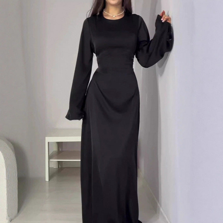 Damska odzież wizytowa, czarna sukienka maxi o eleganckim kroju