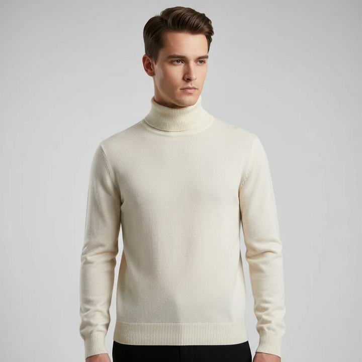 Czarny męski sweter z golfem Harald, elegancki fason na zimę