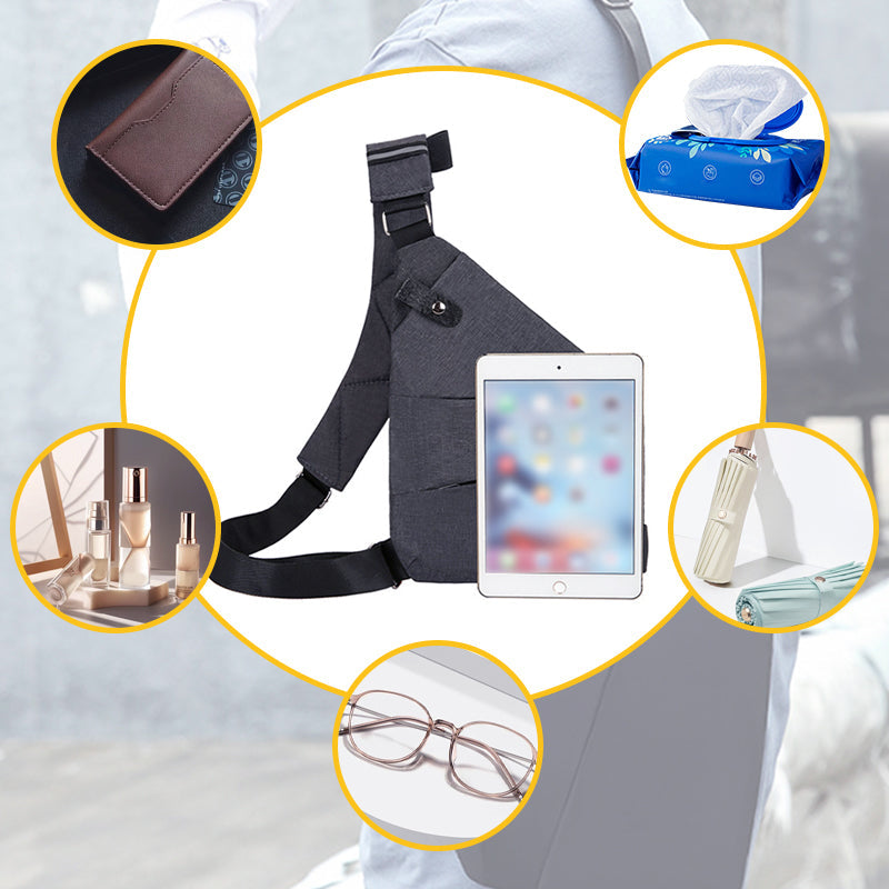 Szara torba podróżna SafePack z widocznym portem USB do ładowania