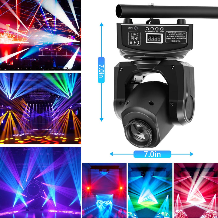 Reflektor dmx ruchoma głowa LED generujący kolorowe efekty świetlne