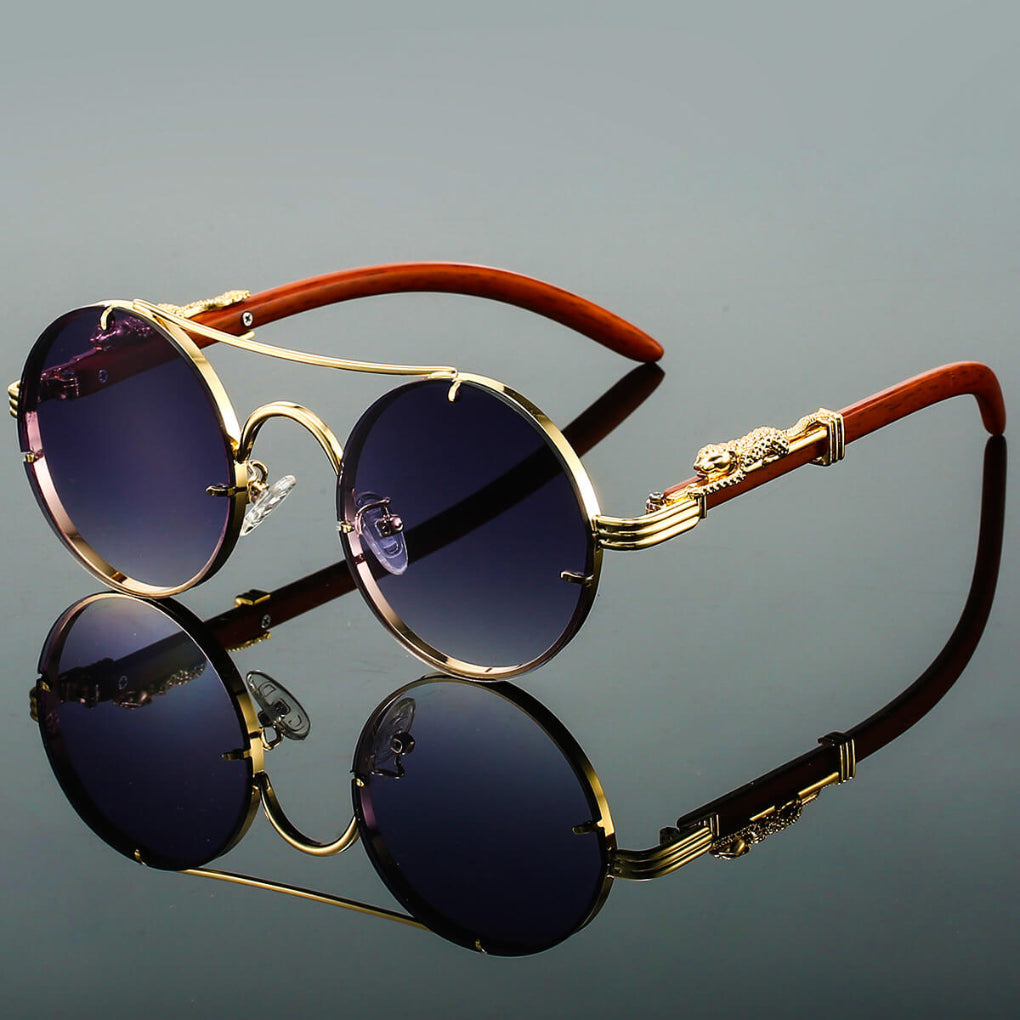 Unisex okulary przeciwsłoneczne retro w metalowej oprawie na białym tle