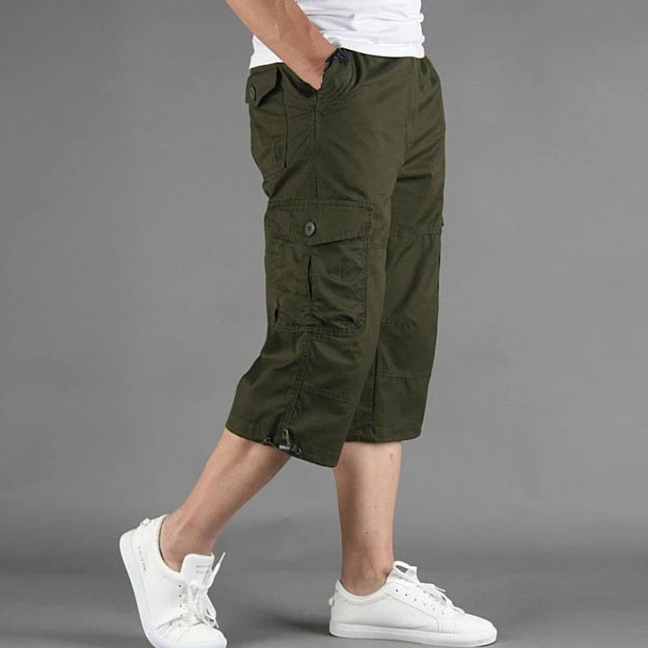 Wygodne męskie spodnie z kieszeniami w stylu militarnym letnie