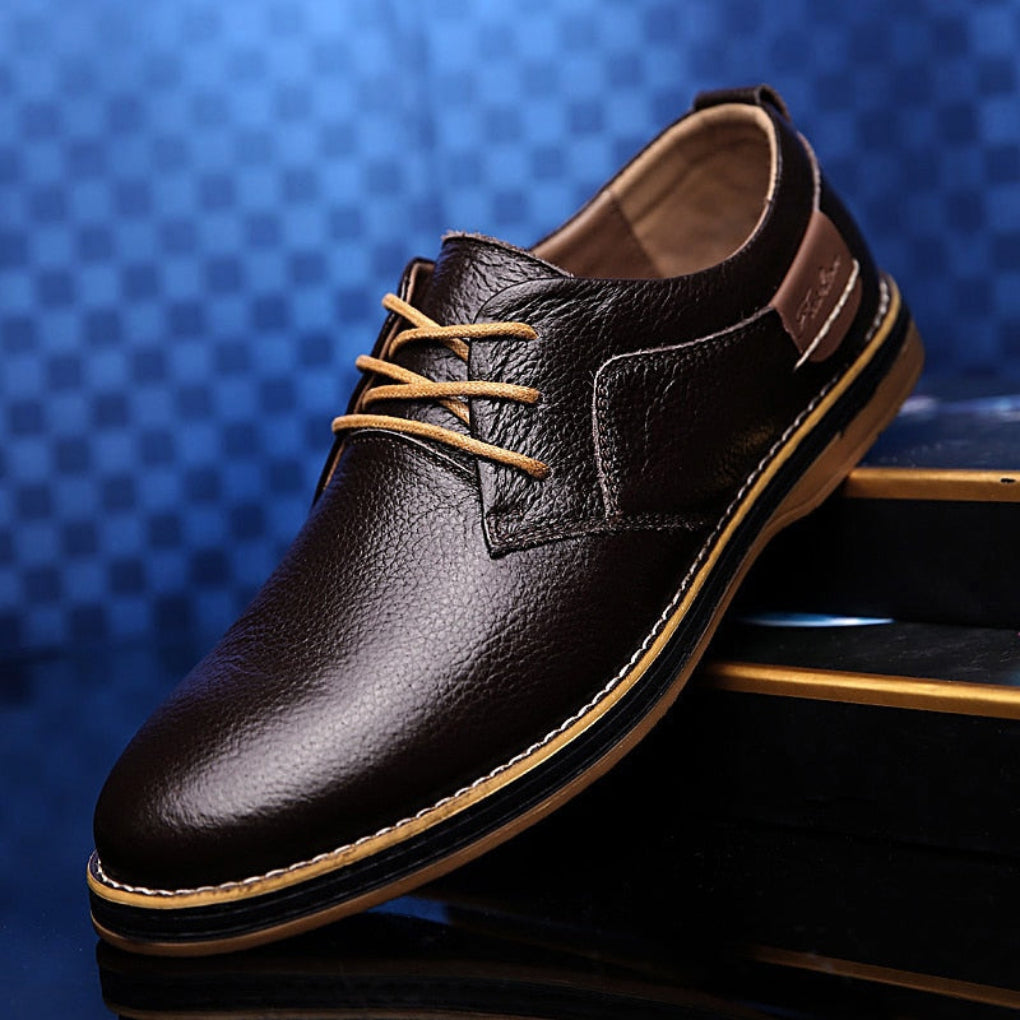 Męskie eleganckie buty oxford ze skóry, czarne klasyczne obuwie wizytowe