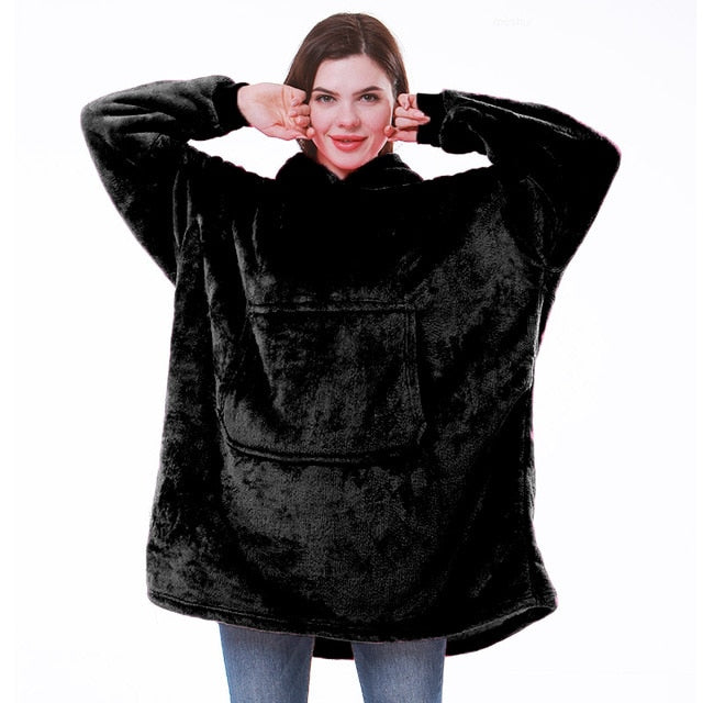 Czarna bluza z kapturem typu oversize do domu