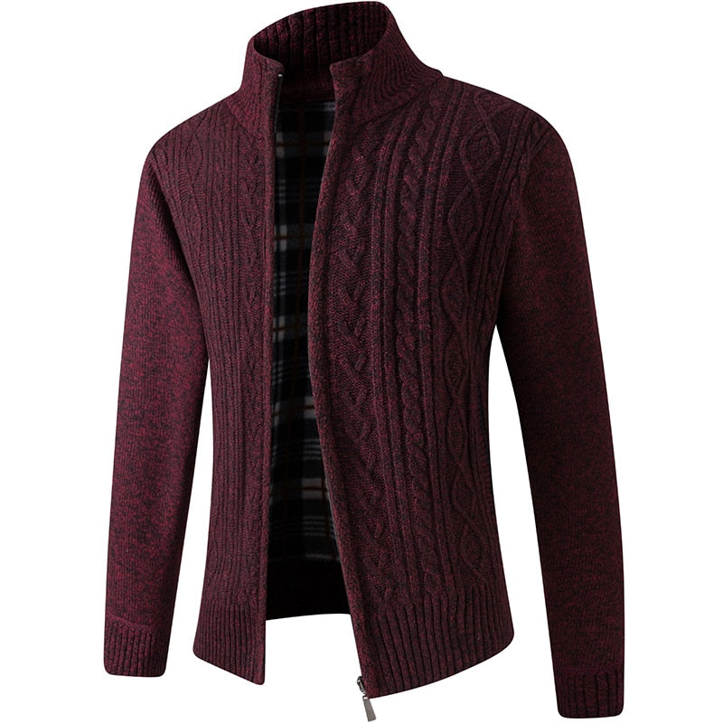 Casualowy sweter męski z wysokim kołnierzem, detal zamka