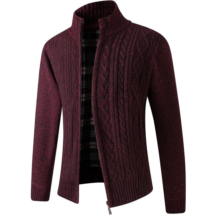 Casualowy sweter męski z wysokim kołnierzem, detal zamka