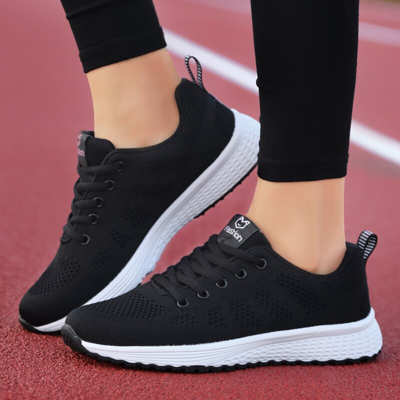 Szaro-różowe damskie buty sportowe z oddychającą siateczką z boku