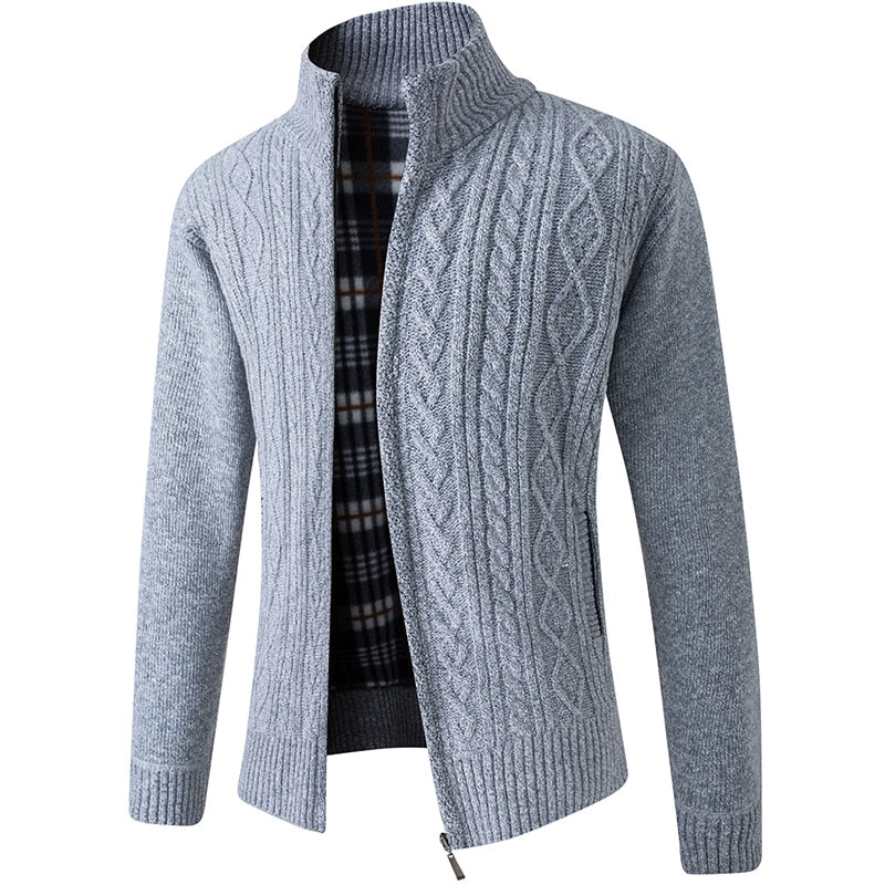 Modny sweter męski z wysokim kołnierzem, wykończenie