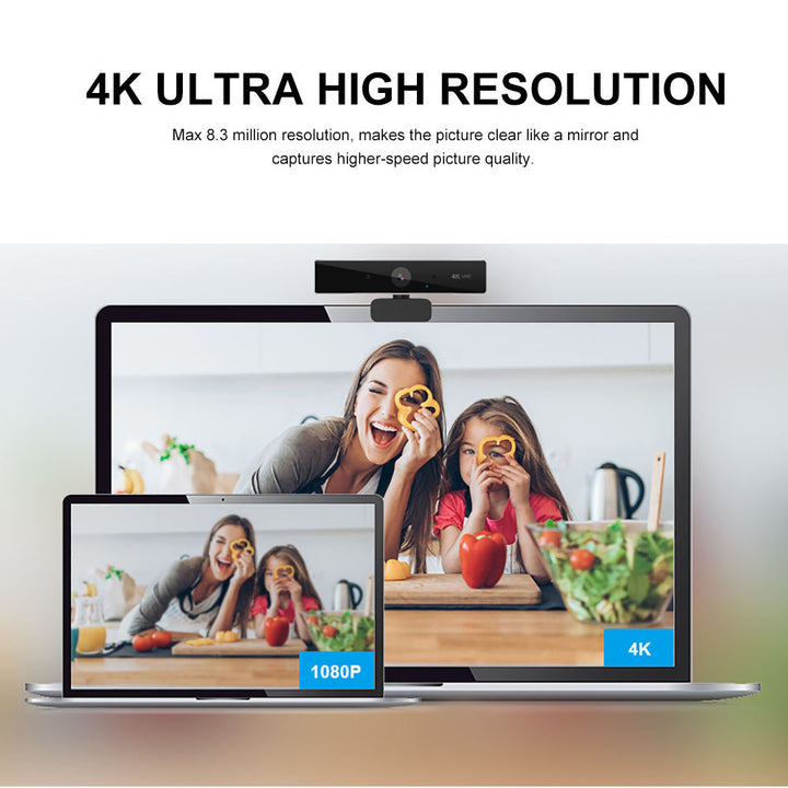 Prezentacja wysokiej rozdzielczości 4K kamery internetowej na ekranie laptopa