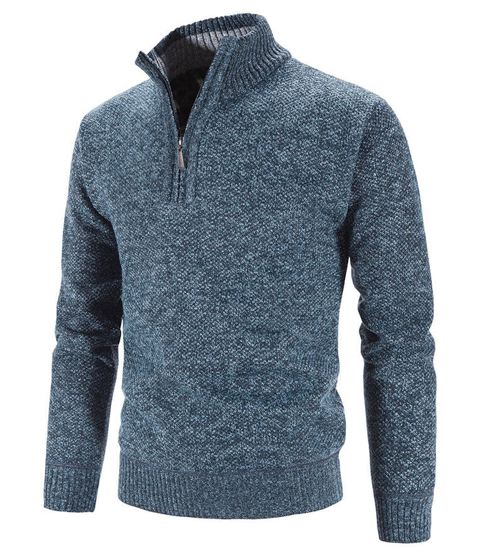 Odzież męska na zimę, elegancki sweter z półgolfem zapinanym na zamek