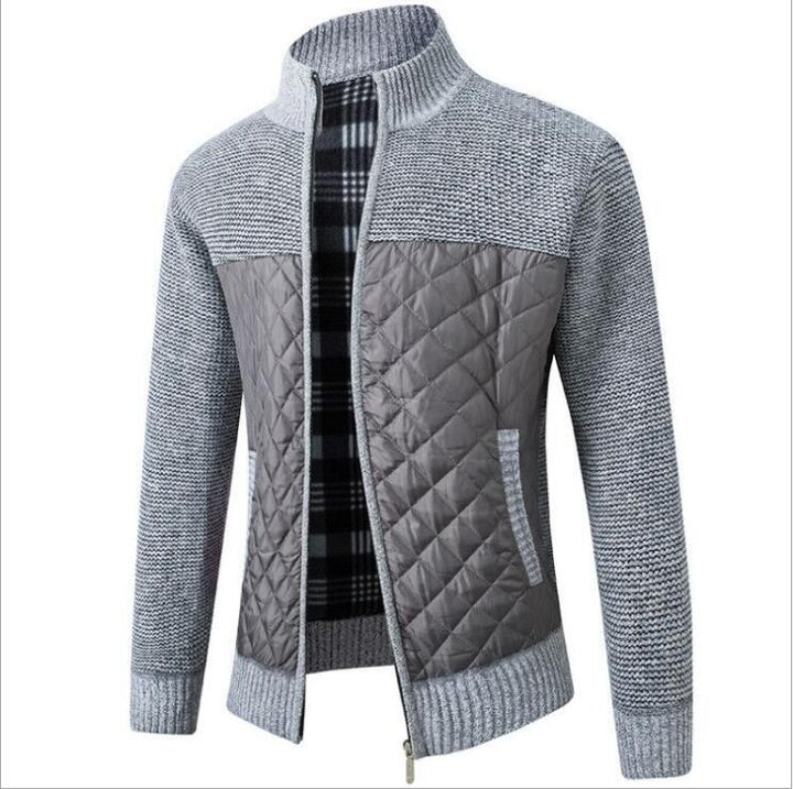Czarna pikowana bluza męska ze stójką, styl casual