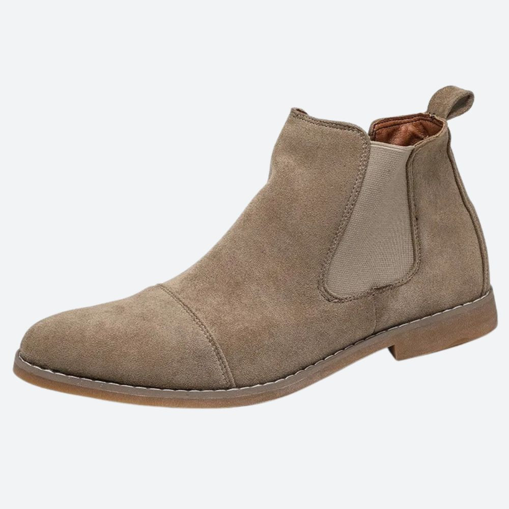 Beżowe męskie eleganckie buty zamszowe