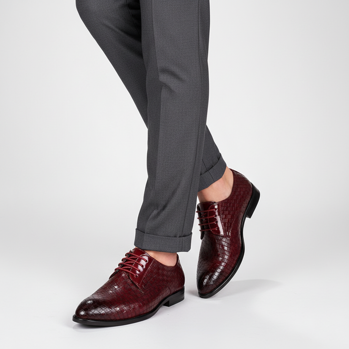 Bordowe męskie buty wizytowe Gordon ze sznurowaniem, eleganckie obuwie