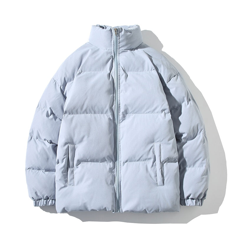 Ciepła kurtka puchowa unisex w zimowym stylu z wysokim kołnierzem