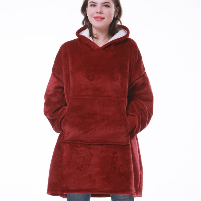 Szara odzież domowa oversize, bluza z kapturem