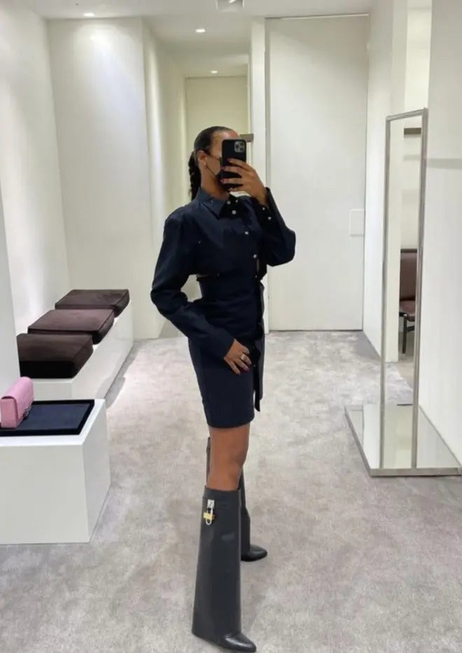 Eleganckie kozaki za kolano na platformie, stylowe buty damskie