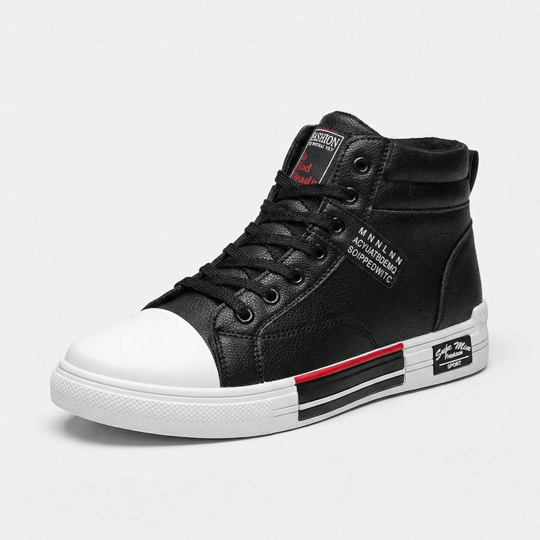 Czarne sneakersy męskie za kostkę Tommie, sznurowane wysokie buty męskie na co dzień