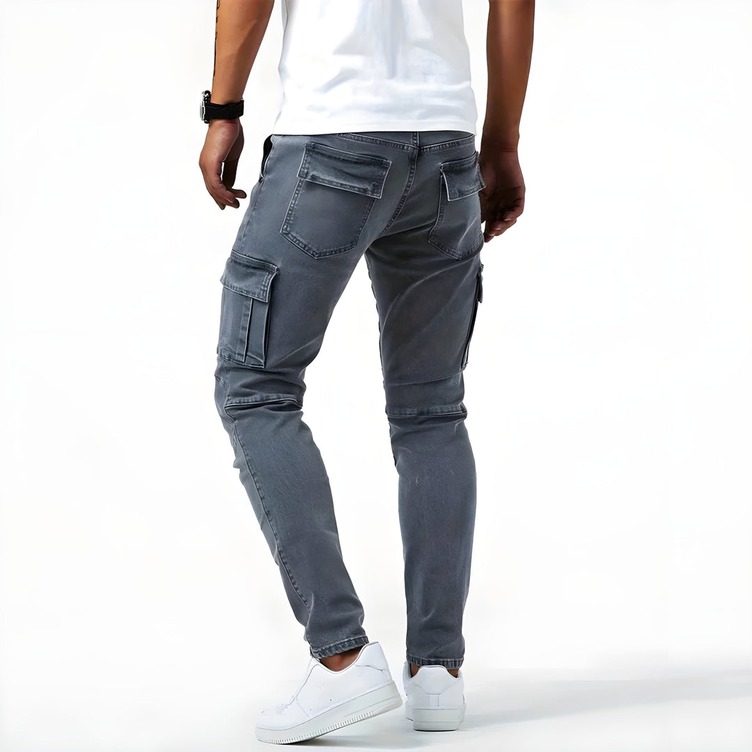 Czarne spodnie codzienne cargo slim fit dla mężczyzn