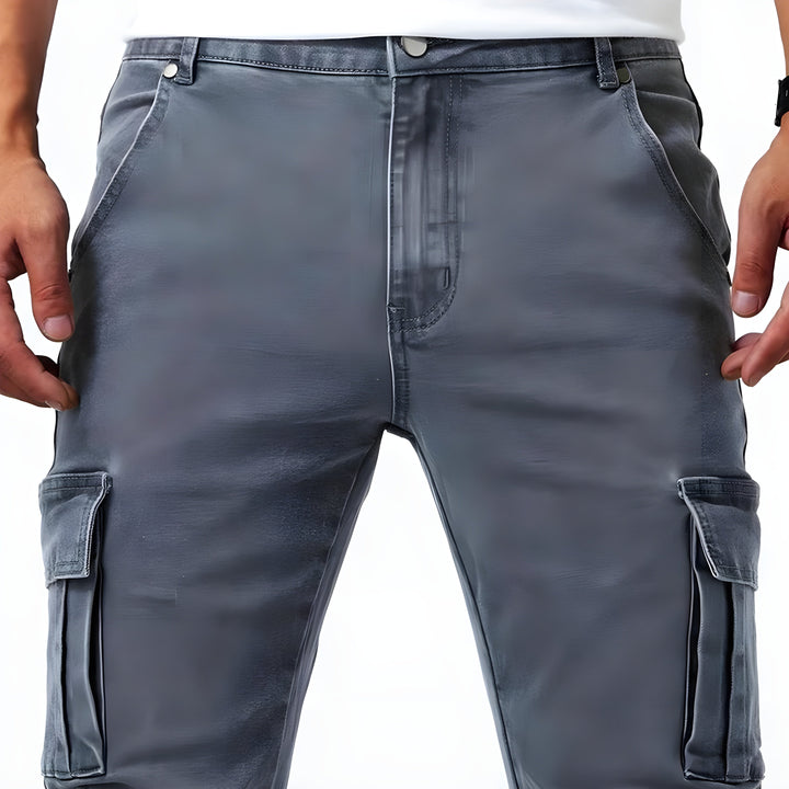 Szare męskie spodnie cargo slim fit w miejskim stylu