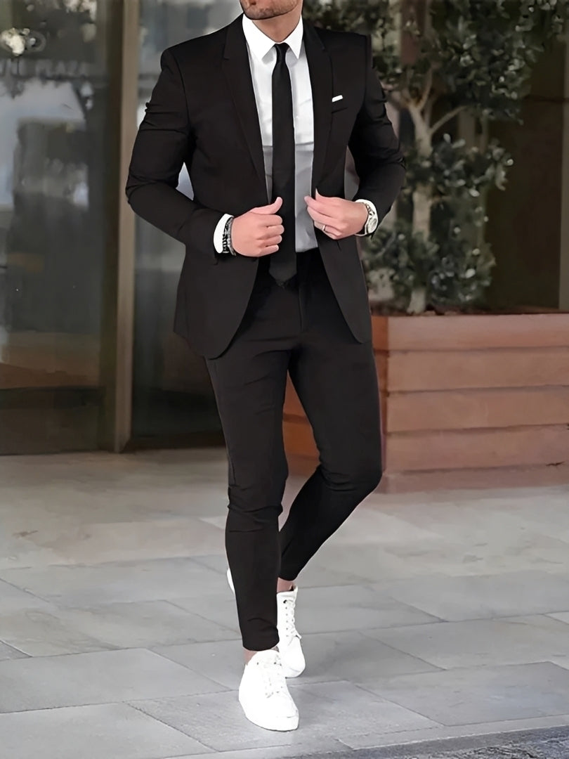 Modny garnitur męski slim fit Zion w stylizacji biznesowej i ślubnej