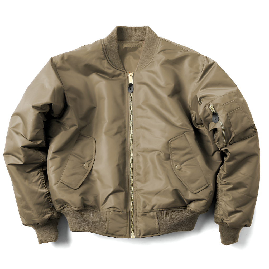 Kurtka bomber unisex w kolorze khaki z zamkiem błyskawicznym
