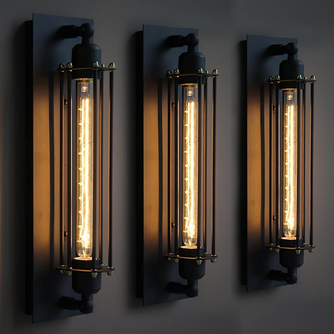 Czarny kinkiet loftowy LED w industrialnym stylu do salonu