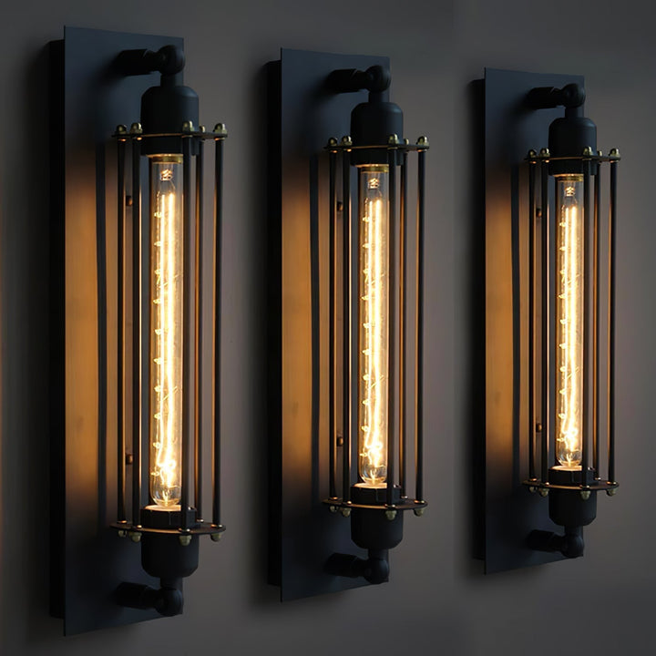 Czarny kinkiet loftowy LED w industrialnym stylu do salonu