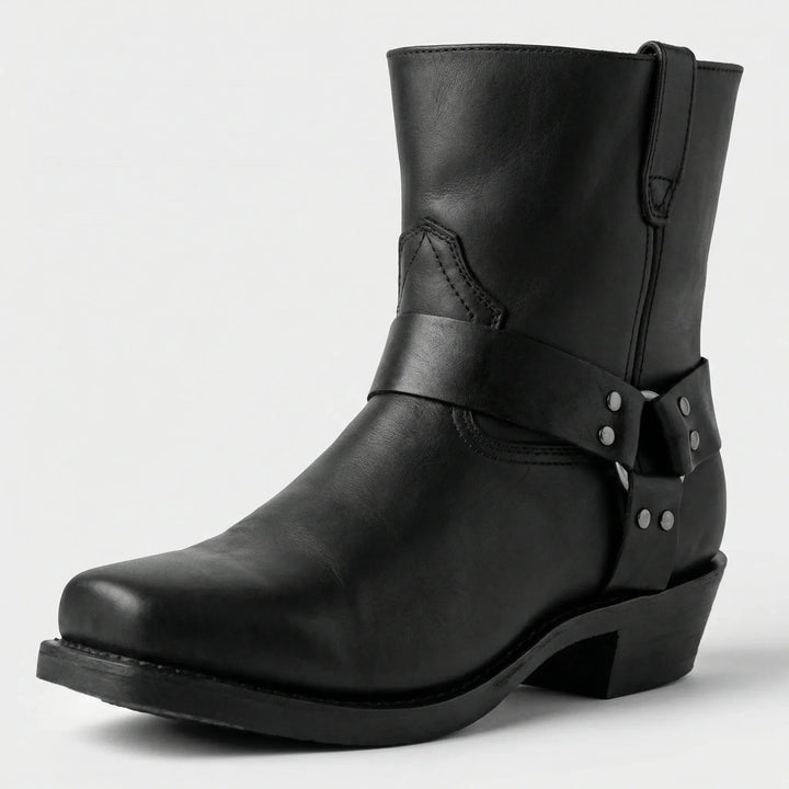 Stylowe męskie buty wsuwane w stylu western w kolorze czarnym