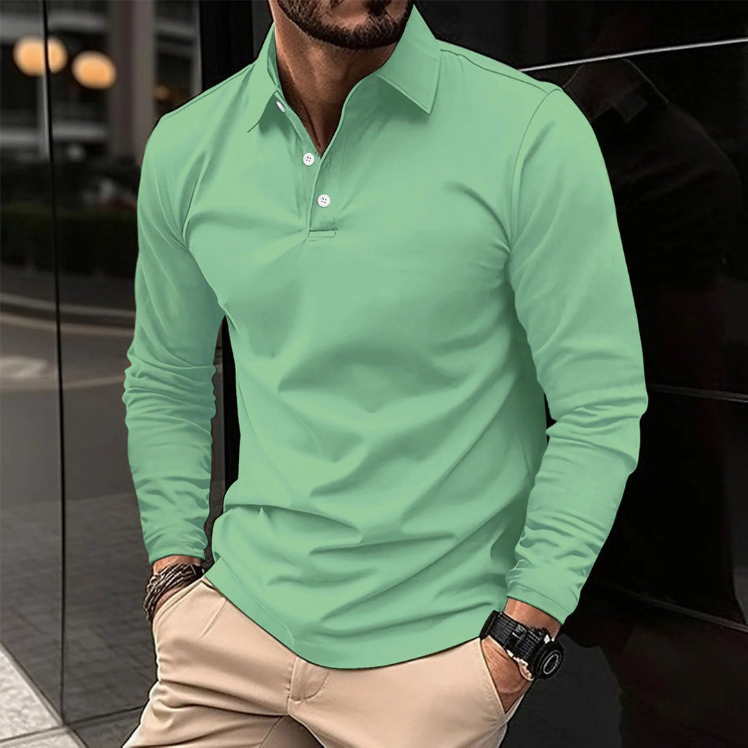 Elegancka koszulka męska z długim rękawem od tyłu w stylu casual