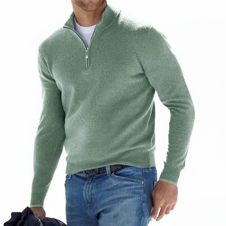 Elegancki sweter męski z suwakiem w odcieniu klasycznym
