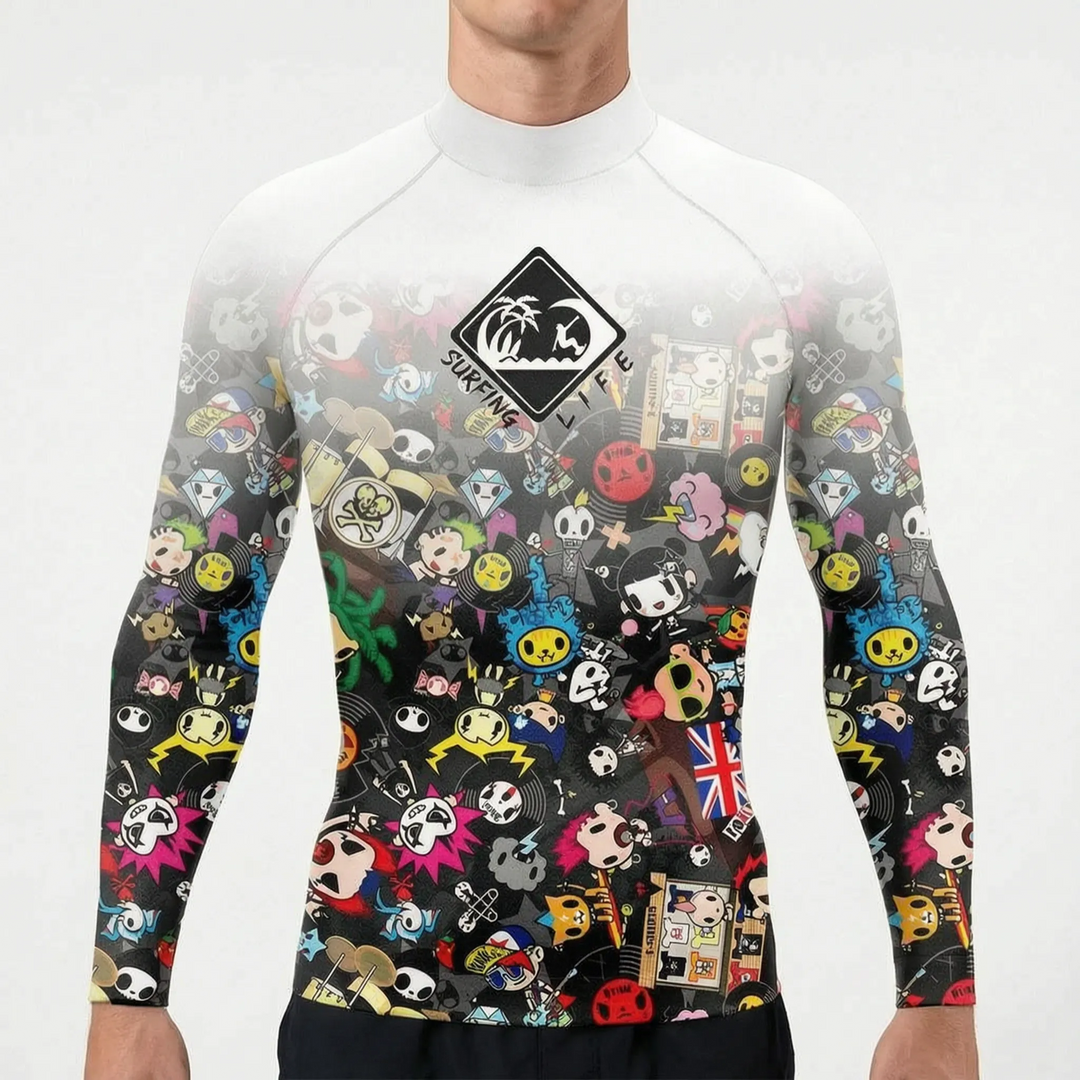 Ochronna odzież męska na plażę, rashguard z długimi rękawami