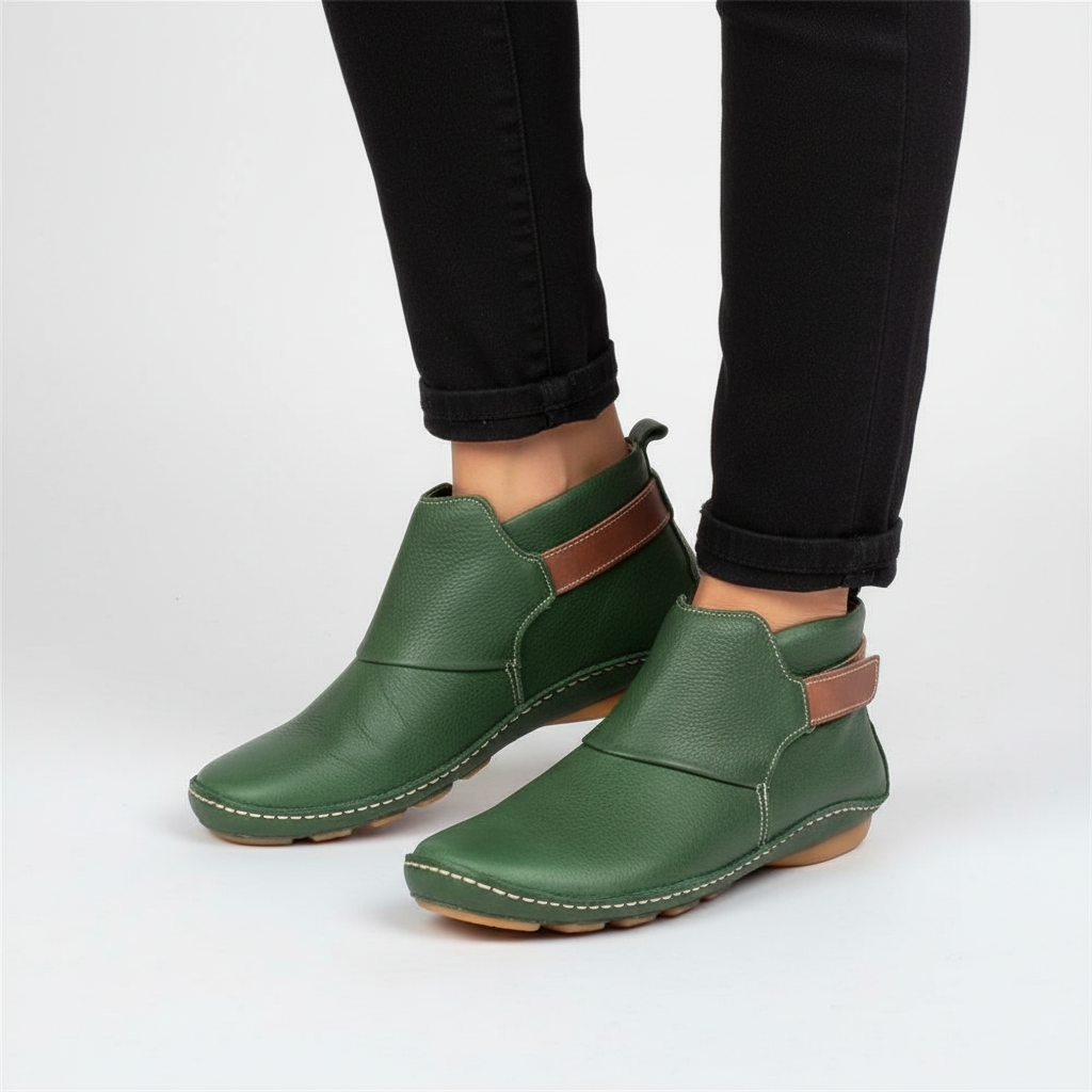 Zielone ortopedyczne buty damskie idealne do spacerów