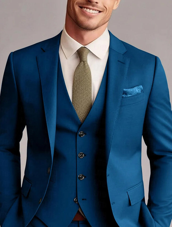 Męski garnitur 3-częściowy w eleganckim stylu biznesowym
