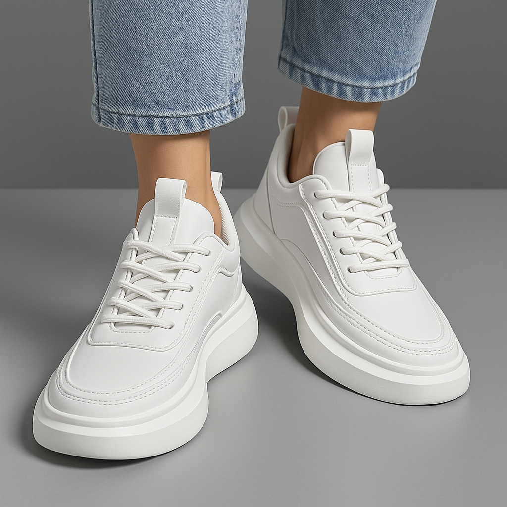 Białe męskie sneakersy na platformie ze sznurowaniem do codziennych stylizacji