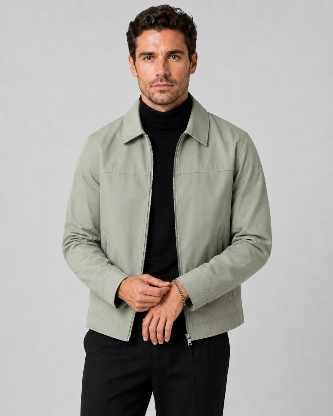 Casualowa kurtka męska w stylu harrington - kieszenie i detale