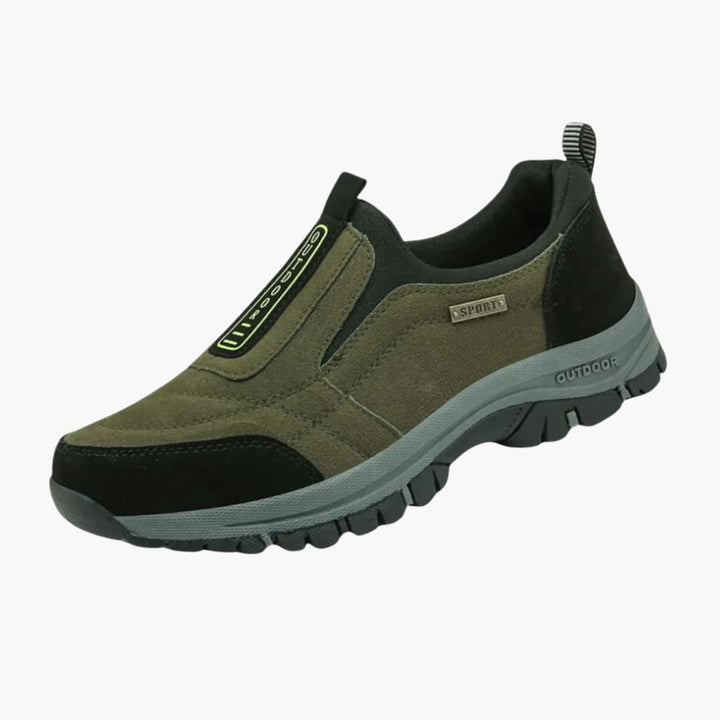 Męskie buty trekkingowe wsuwane z elastyczną cholewką i miękkim kołnierzem, idealne w góry.
