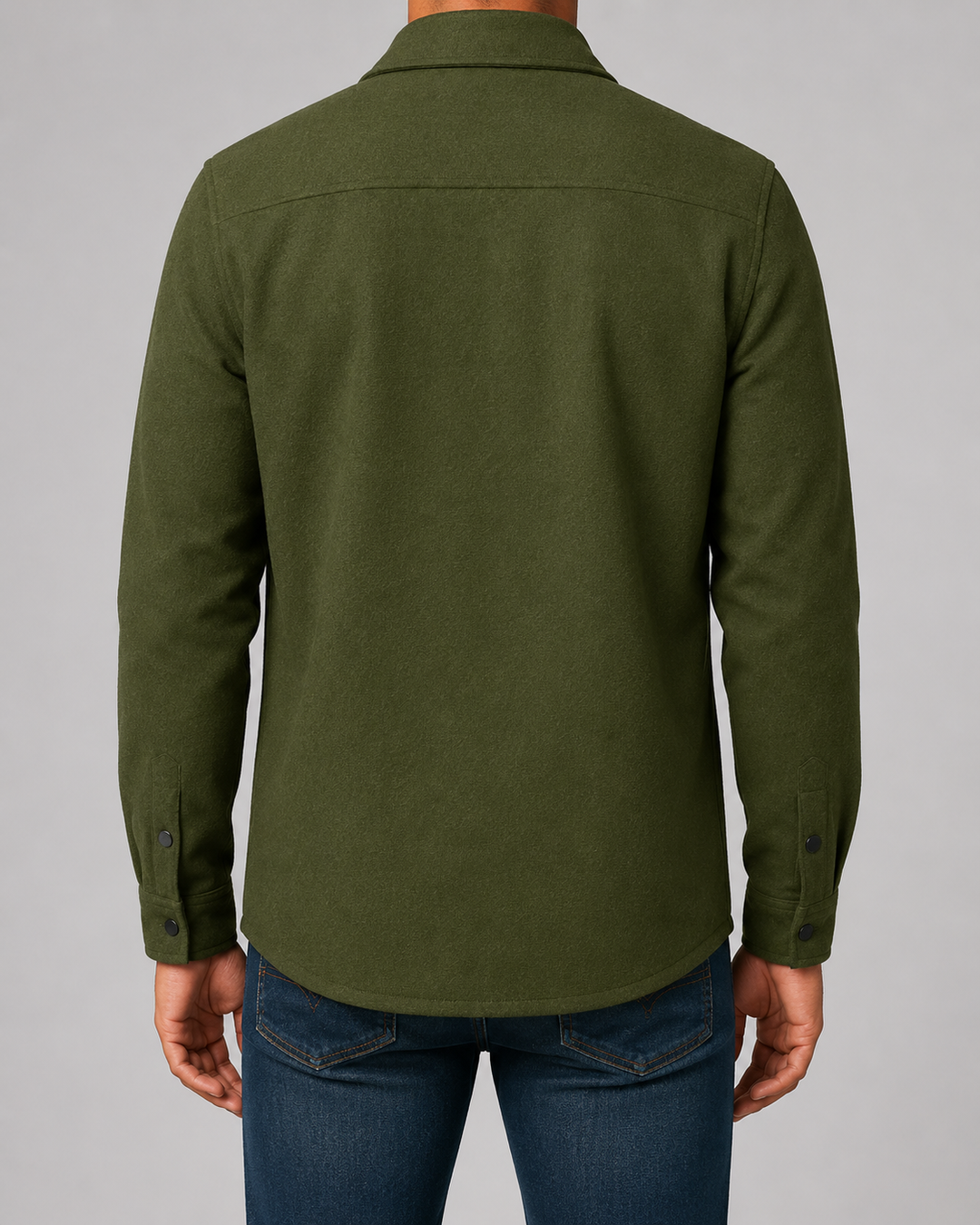 Męska kurtka overshirt z teksturowanym wykończeniem z bliska, wzór materiału